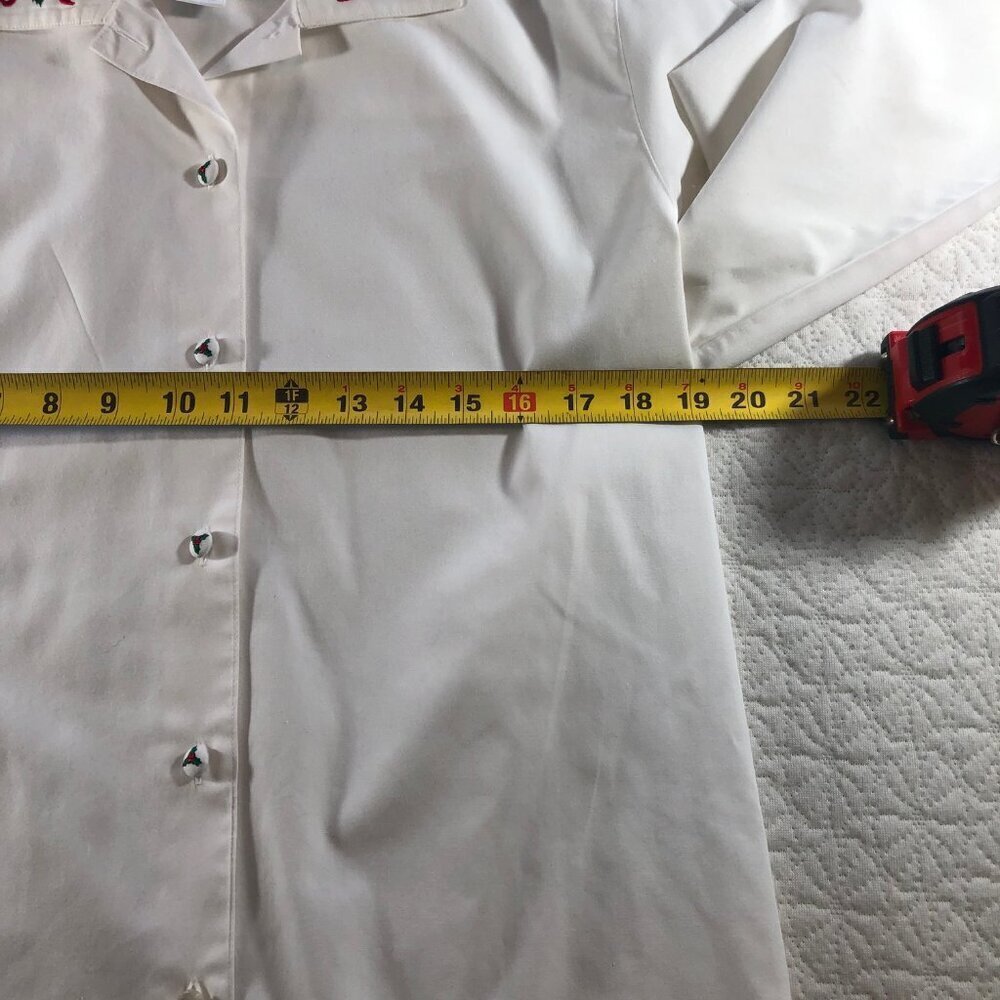 Pendleton Knockabout Women's Vintage White Christmas Embroidered Blouse Size 6 - Picture 8 of 13